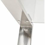 Bureau droit table design et contemporain INGRID en verre et acier chromé (160 X 80 cm) (transparent)