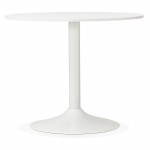 Mesa de comedor o escritorio diseño madera NILS escandinavo y metal pintado (O 90 cm) (blanco)