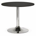 Table de repas ou bureau ronde design NILS en bois et métal chromé (Ø 90 cm) (noir)