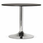 Tavolo da pranzo o scrivania rotondo design NILS in legno e metallo cromo (O 90 cm) (nero)