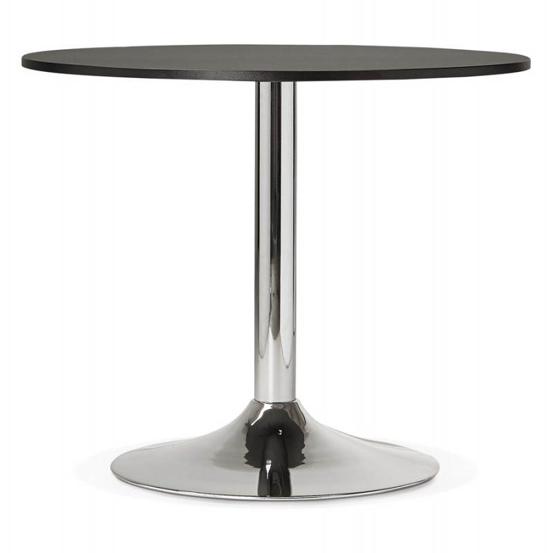 Dining table or desk round design NILS wood and metal chrome (O 90 cm) (black) - image 28446