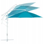 Octagonal deported parasol ALICE in polyester and aluminum (blue)