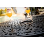 Bassa MOOREA aspetto (nero) in ferro battuto tavolo da giardino rotondo