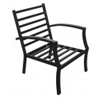 Salon de jardin table basse ronde + 4 chaises de jardin ELBE aspect fer forgé (noir)