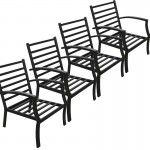 Tavolo basso da giardino + 4 sedie giardino ELBE aspetto (nero) in ferro battuto
