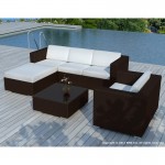 Garden furniture 5 squares SEVILLE resin braided (Brown, green cushions)
