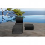All transat and low garden table CABO in woven resin (black)