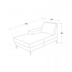 Corner sofa design right side 3-seater with chaise THEO in fabric (light gray)