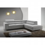 Derecha esquina sofá diseño 5 lugares con meridiano MATHIS en tela (gris claro)