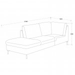 Canapé d'angle côté Gauche design 3 places avec méridienne MORIS en tissu (gris foncé)