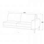 Canapé d'angle côté Gauche design 3 places avec méridienne SERGIO en tissu (gris)