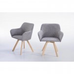 Lot de 2 fauteuils scandinaves COPENHAGUE en tissu (gris clair)
