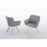 Lot de 2 fauteuils scandinaves COPENHAGUE en tissu (gris clair)