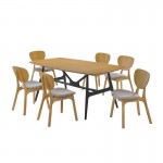 Set di 2 sedie vintage INES in stoffa e legno (grigio chiaro, rovere)