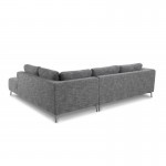 Corner sofa design right side 5 places with JUSTINE chaise in fabric (light grey)