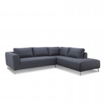 Canapé d'angle côté Droit design 5 places avec méridienne JUSTINE en tissu (gris foncé)