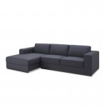 Diseño de sofá de la esquina izquierda 4 plazas laterales con chaise Ma en tela (gris oscuro)