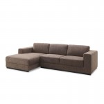 Canapé d'angle côté Gauche design 4 places avec méridienne MAGALIE en tissu (marron)