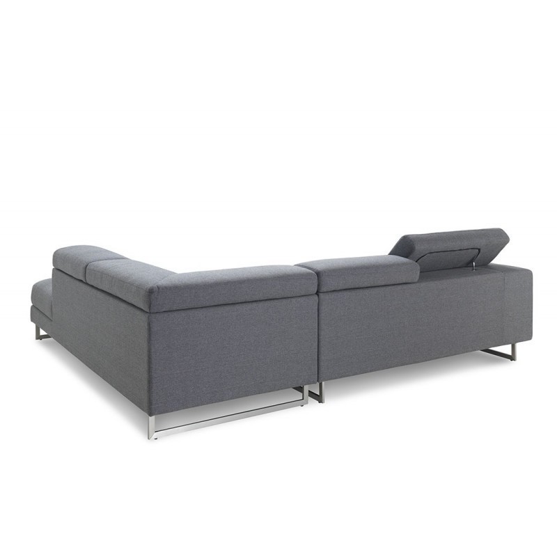 Canapé d'angle Droit design 5 places avec méridienne MATHIS en tissu (gris foncé) - image 30398