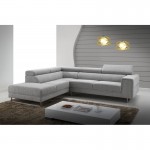Designer 5-Sitzer Sofa links mit MATHIS Stoff Lounge Sessel (hellgrau)