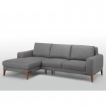Ecke Sofa Design links 3 Sitze mit SERGIO Chaise in Stoff (grau)