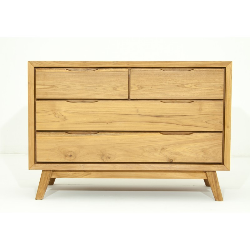 Scandinavian retro Dresser 4 drawer AARON (natural) massive teak - image 30528