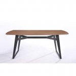Table à manger contemporaine et vintage MAEL en bois et métal (200cmX90cmX77,5cm) (noyer, noir)