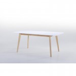 Table à manger extensible scandinave ENORA en bois (blanc) (150/180cmX90cmX76cm)