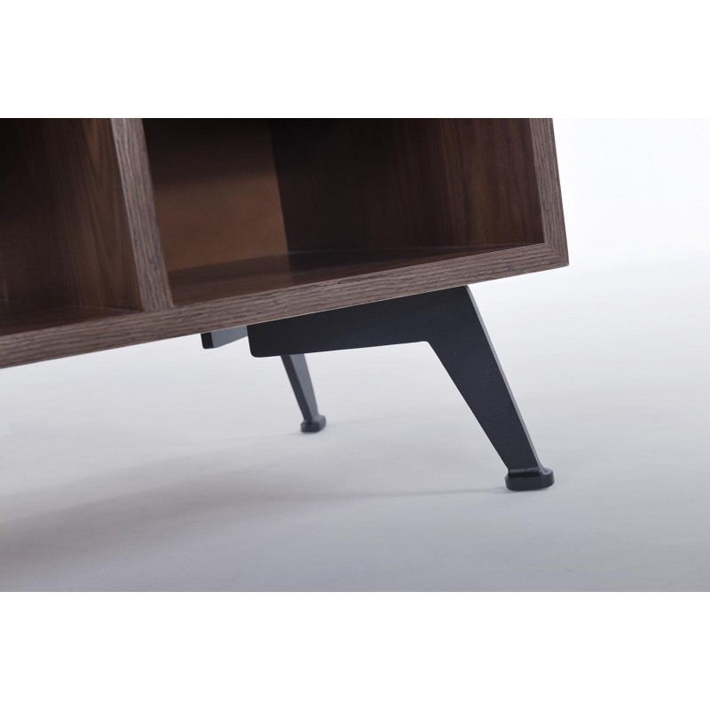 Low TV 4 niches stand, 3 drawers vintage MAGEN wooden (Walnut) - image 30647
