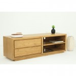 Contemporary low TV 2 niches 2 drawers ELENA (natural) massive teak furniture
