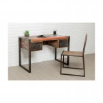 Industrial right office 120 cm NOAH massive teak recycled and metal