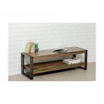 Low TV 2 industrial trays 120 cm NOAH massive teak recycled and metal stand