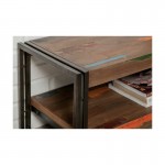 Low TV 2 industrial trays 120 cm NOAH massive teak recycled and metal stand