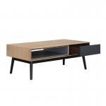 Design coffee table 1 niche ADAMO 1 drawer in wood (light oak)