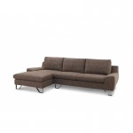 Canapé d'angle côté Gauche design 3 places avec méridienne VLADIMIR en tissu (marron)