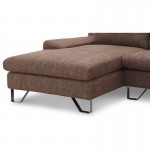 Ecke Sofa Design links 3 Plätze mit VLADIMIR Chaise in Stoff (braun)