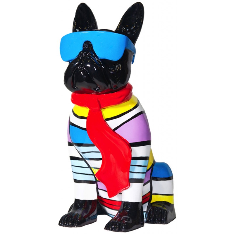 Statuette design decorative sculpture dog sitting H36 in resin (multicolor) - image 36661
