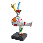 Statuetta design scultura decorativa donna tondo resina H55 (multicolor)