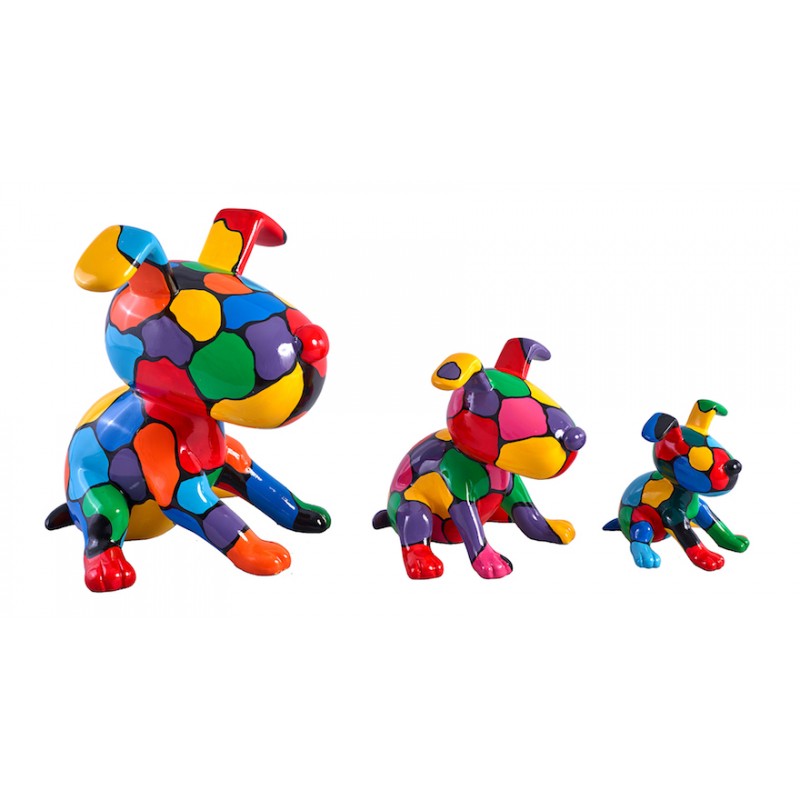 Conjunto de 3 esculturas de perros de diseño en resina (multicolor) - image 36672
