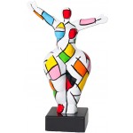 Set de 2 statues sculptures décoratives design COUPLE en résine H34 (multicolore)