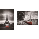 Satz von 2 Bilder auf Glas Eiffelturm (schwarz, rot)