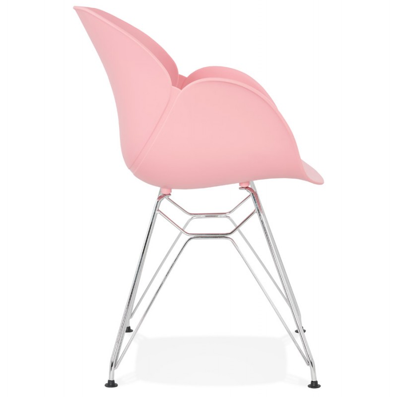 Chaise design style industriel TOM en polypropylène pied métal chromé (rose poudré) - image 36744