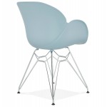 Chaise design style industriel TOM en polypropylène pied métal chromé (bleu ciel)