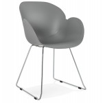 Chaise design pied effilé ADELE en polypropylène (gris clair)
