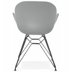 Chaise design style industriel TOM en polypropylène pied métal noir (gris clair)
