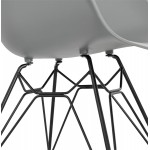 Chaise design style industriel TOM en polypropylène pied métal noir (gris clair)