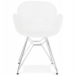 Stile di design sedia industriale polipropilene TOM piede in metallo cromato (bianco)