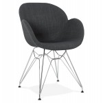 Stile di design sedia industriale tessuto TOM piede in metallo cromato (grigio scuro)