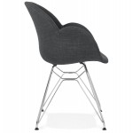 Chaise design style industriel TOM en tissu pied métal chromé (gris foncé)