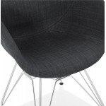 Chaise design style industriel TOM en tissu pied métal chromé (gris foncé)